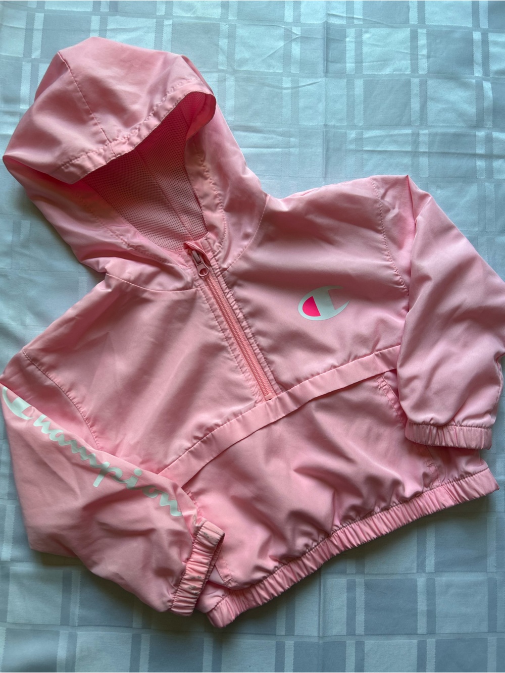 3 for $20 🐣 Champion Light Pink Hooded Half-Zip Windbreaker Jacket